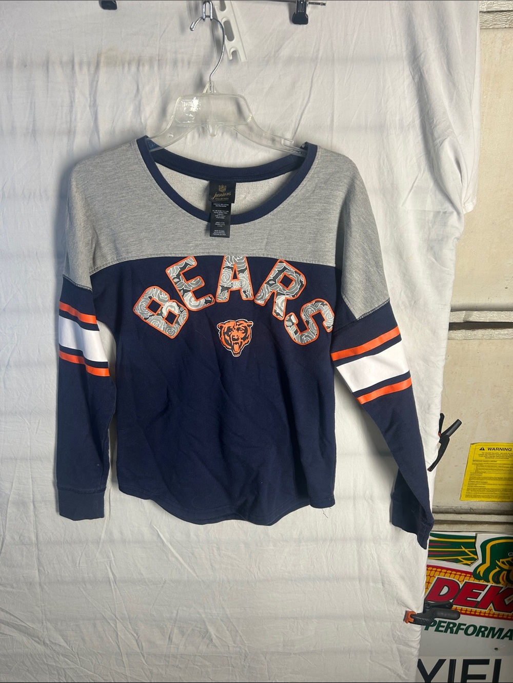 NFL Chicago Bears Kids Long Sleeve Tee - Blue & Gray with Orange Accents